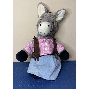 Teddy Mountain Plush Donkey Toy Western Outfit Pink Gingham Shirt Denim Skirt Br